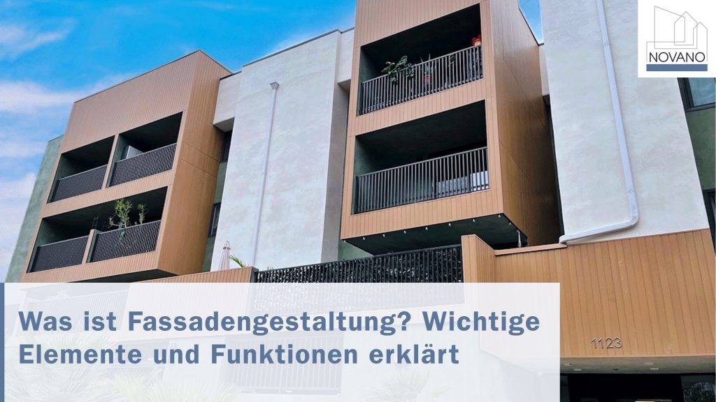 Gebäudefassade mit Text: Was ist Fassadengestaltung?
